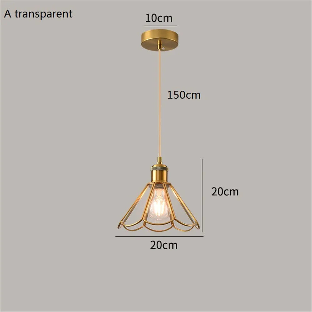 Nordic vintage brass stained glass pendant light loft decorative lighting