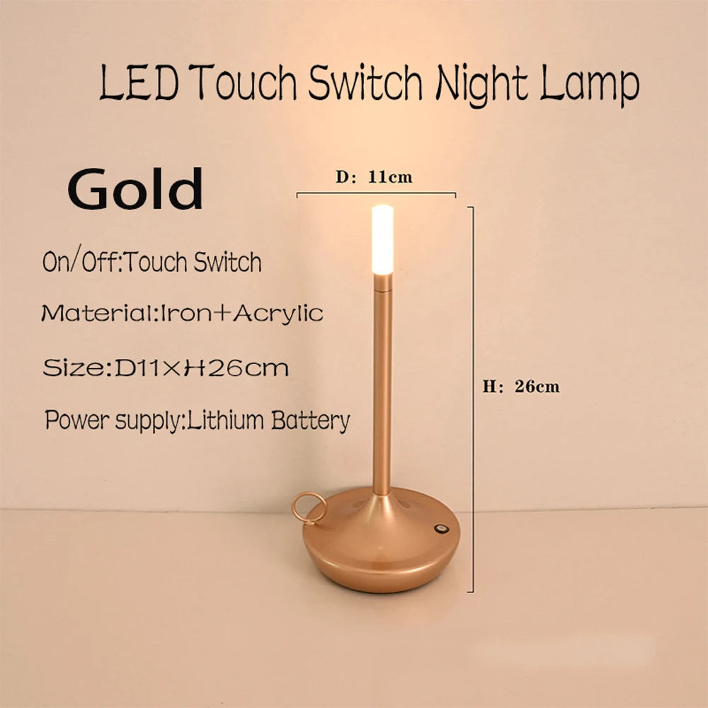 Rechargeable LED camper table lamp touch night light for creative home decor and dinner atmosphere - vue 10 sur 11