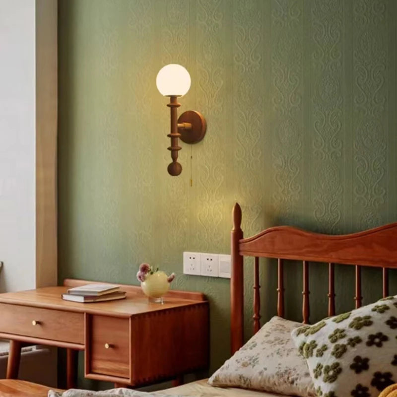 Nordic glass pendant light with retro bulb and adjustable cord