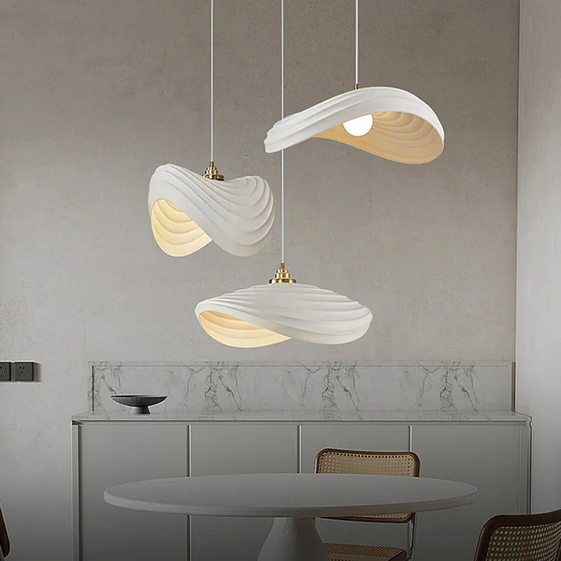 Nordic minimalist Wabi Sabi cream style LED pendant light for restaurant, bar, dining room, loft, home decor and stairs chandelier