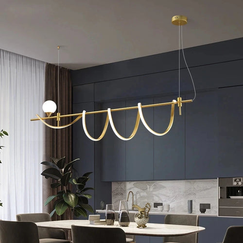 White glass-shaped chandelier with integrated LED lighting - vue 2 sur 7