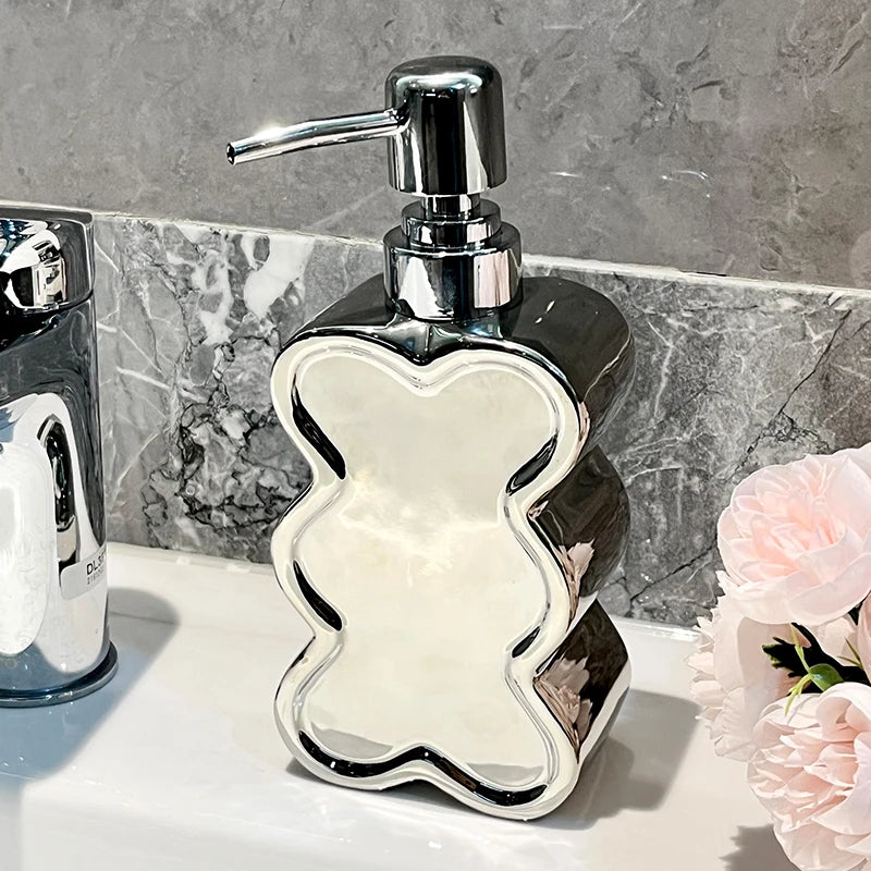 creative flower shaped ceramic bottle for gel and soap - vue 9 sur 10