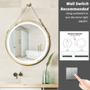 round mirror with LED lighting, anti-fog, variable intensity, aluminum frame, HD glass