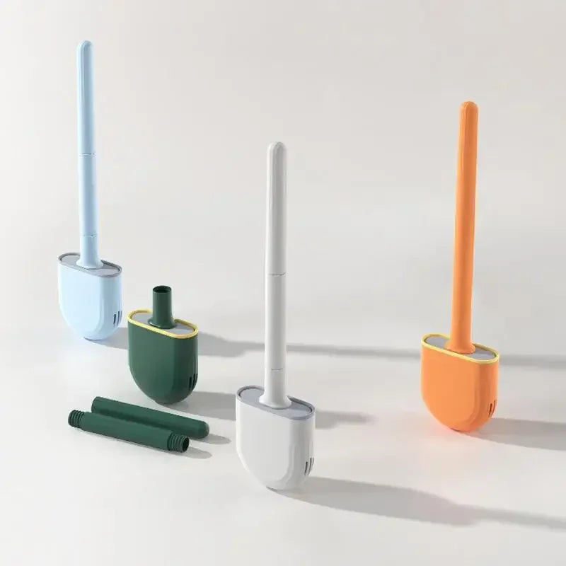 Hanging silicone toilet brush with quick-drying holder