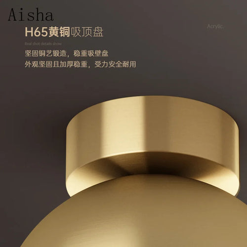 Nordic copper ceiling light with luxury glass for elegant lighting - vue 5 sur 7