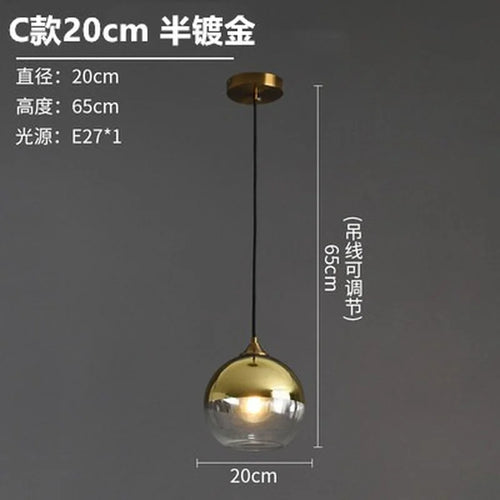 Nordic smoked glass luxury single pendant lamp - vue 26 sur 26