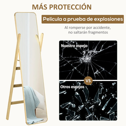 floor mirror with wooden frame and elegant stand - vue 7 sur 7