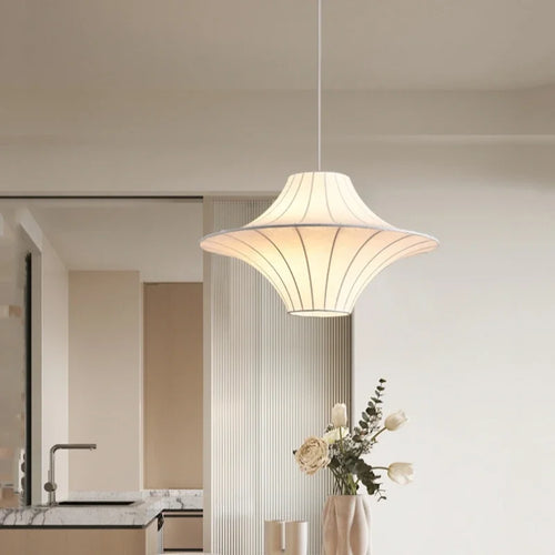 Wabi sabi design silk pendant light for interior decor - vue 2 sur 8