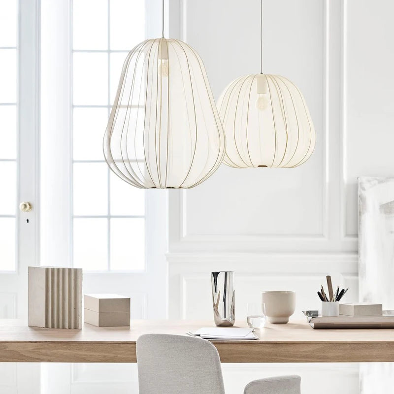 Sandyha modern nordic fabric lantern pendant light for bedroom, living room, dining room, bedside, restaurant