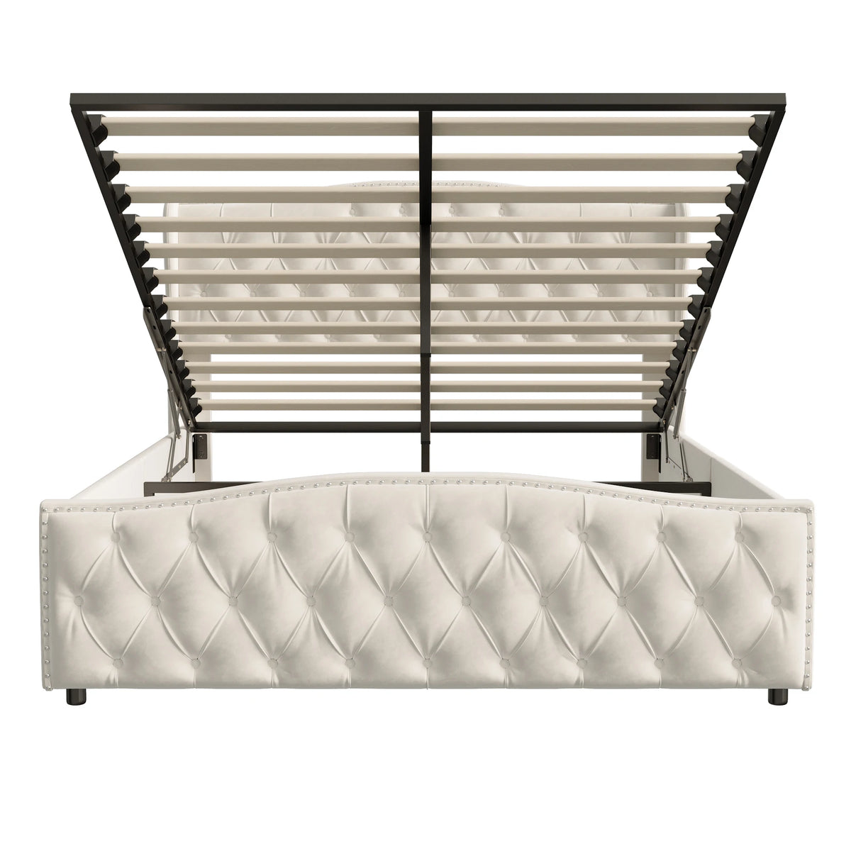 160 x 200 cm Modern Double Bed, Bed with Storage Space and Backrest, with Slatted Frame, Load-Bearing 250 kg, without Mattress - vue 3 sur 8
