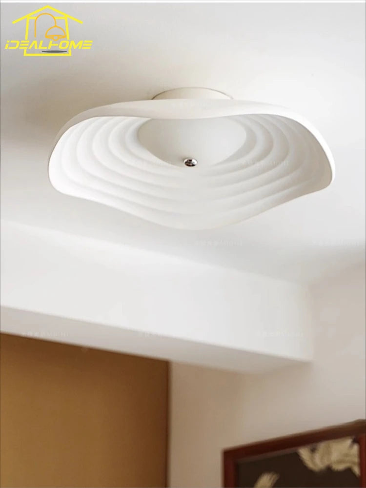 Retro LED lotus leaf resin ceiling light modern decor