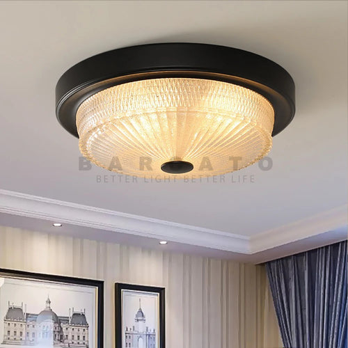 Creative american style LED ceiling light with frosted glass shade - vue 6 sur 8