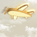 Wood and metal airplane ceiling light for children's room