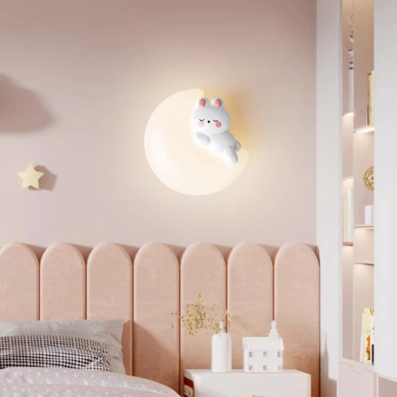 Cute rabbit wall light for children's room modern decor