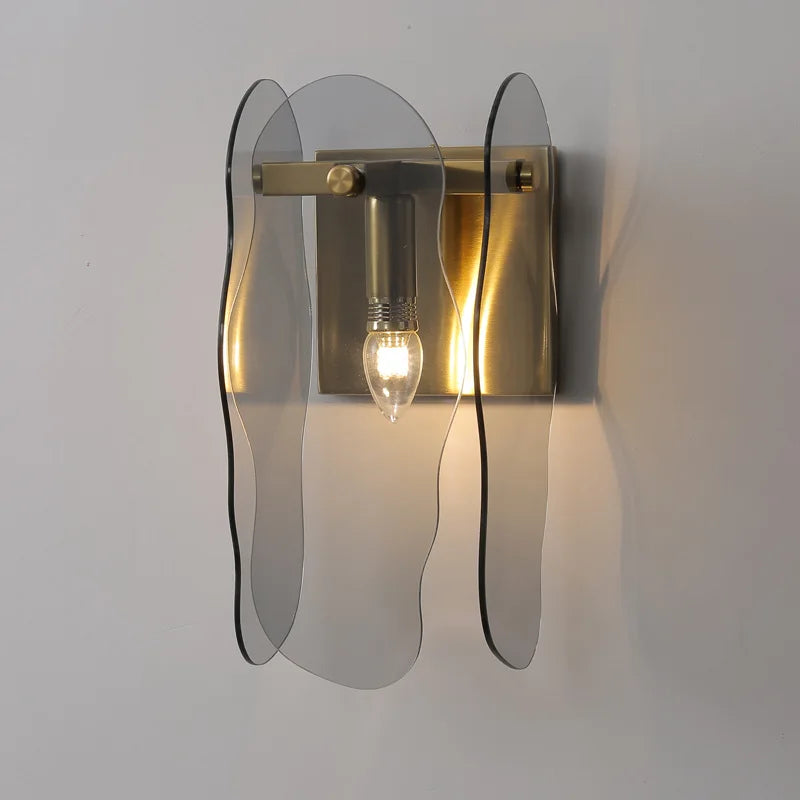 Modern gold glass wall light for interior decoration - vue 7 sur 8
