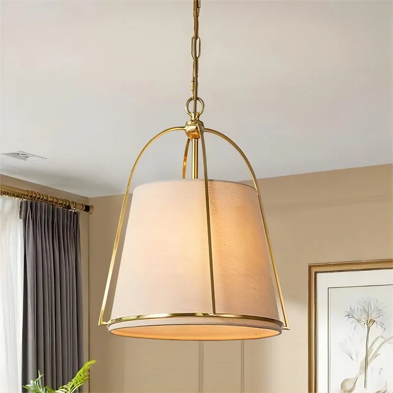 Simple American fabric and metal minimalist chandelier - vue 3 sur 6