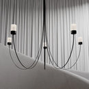 Minimalist designer chandelier with LED lighting and crystal glass shade