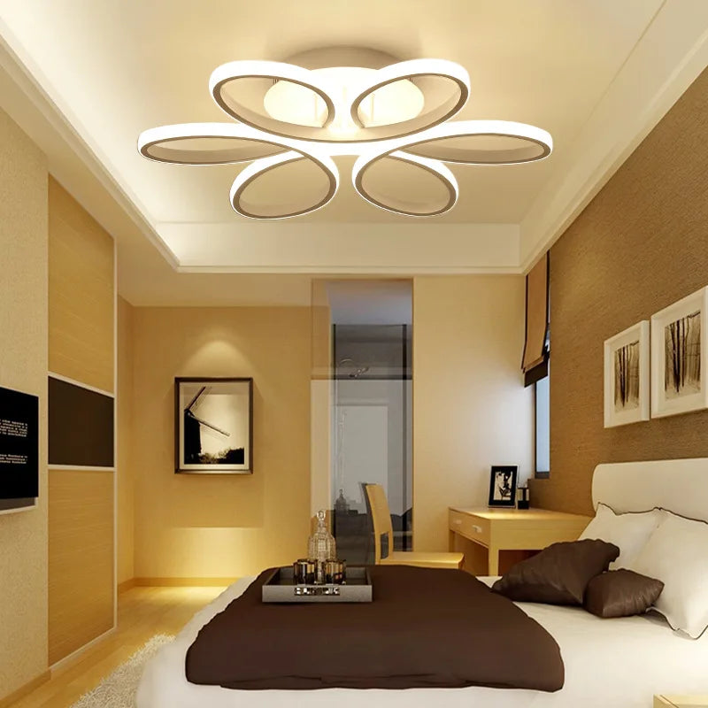 Modern Nordic LED chandelier with remote control, flower shaped
