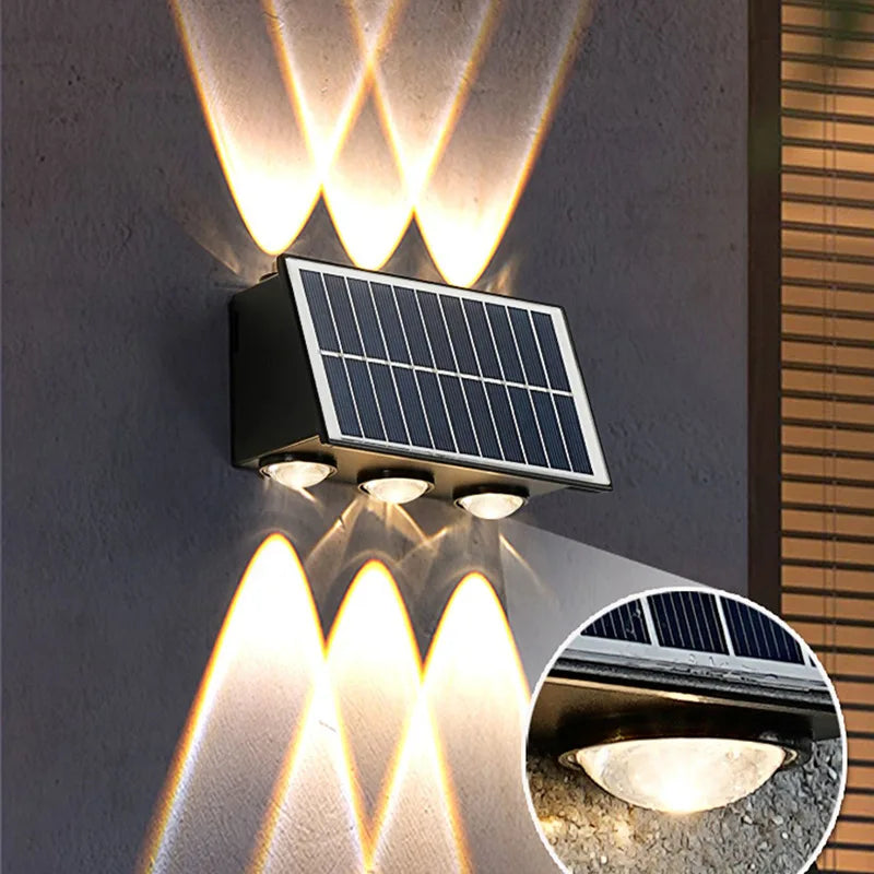 Modern solar LED waterproof wall light for outdoor garden, courtyard or street