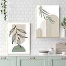 Abstract boho wall decor with modern geometric leaves