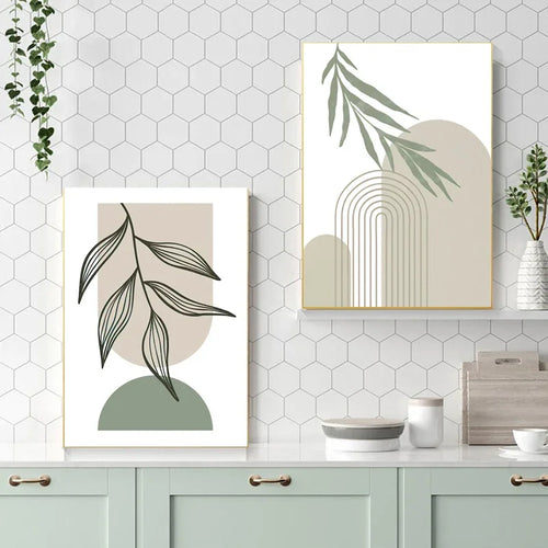 Abstract boho wall decor with modern geometric leaves - vue 6 sur 7