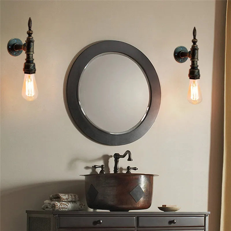 Retro water pipe wall light decorative indoor fixture