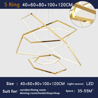 Minimalist luxury gold geometric chandelier with LED