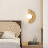 Artistic natural stone wall light with semicircle white glass