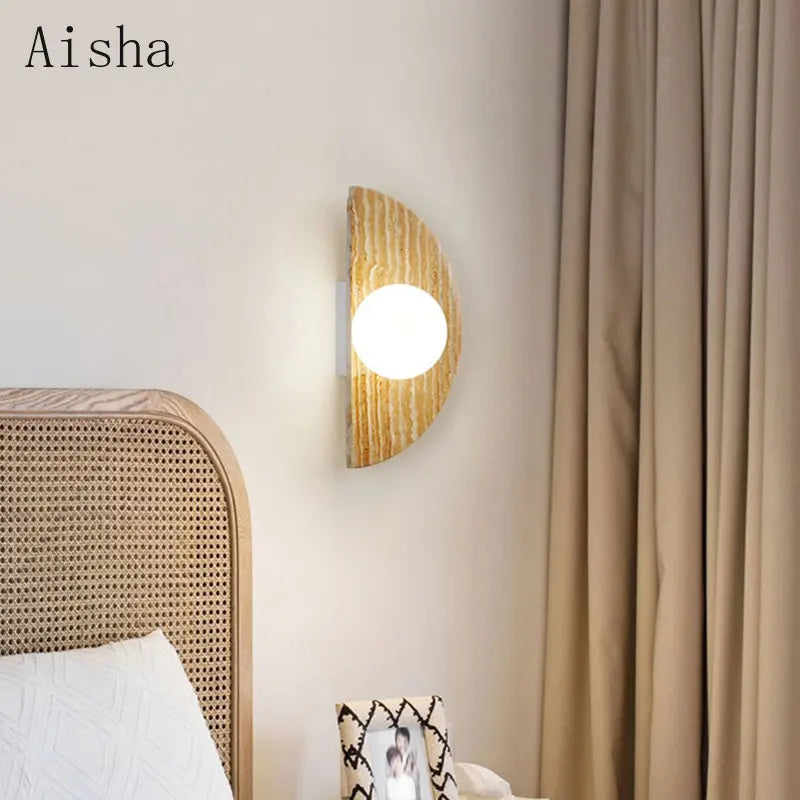 Modern cave stone wall light with lunar design