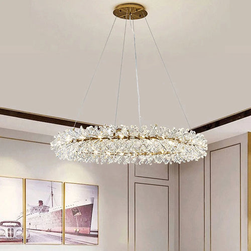 Modern luxury round crystal pendant chandelier