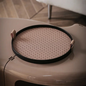 Retro leather tray for luxury storage and decoration