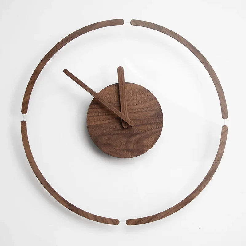 Nordic style silent walnut glass wall clock