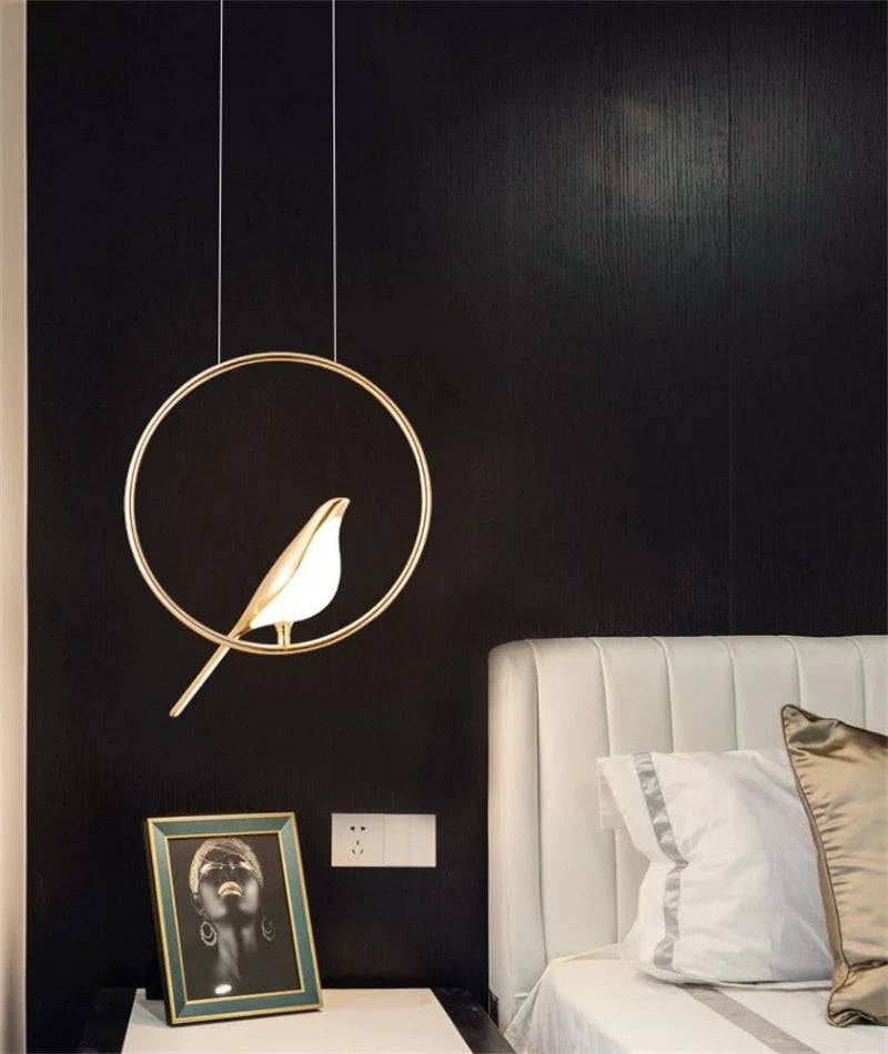 Golden bird chandelier for nordic style interior decor