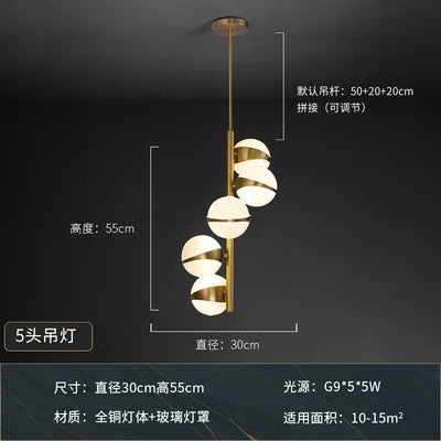 Nordic-style copper chandelier with creative design for interiors