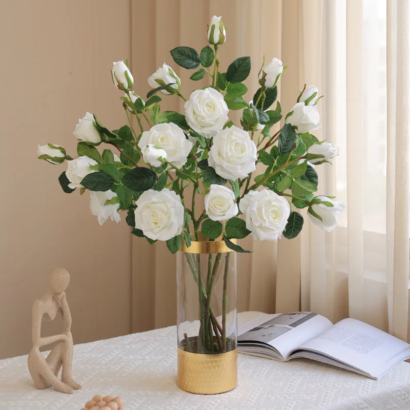 3 artificial rose heads for wedding and bedroom decor