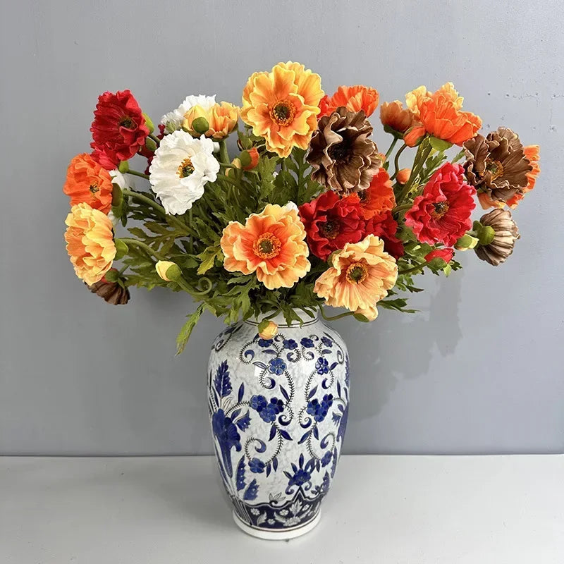 Set of 2 artificial poppies for party and festival decoration