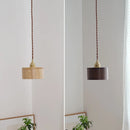 Nordic modern wood pendant light with brass fixture