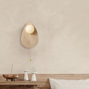 Vintage natural stone wall light with glass shade and LED
