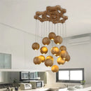 Modern wooden LED pendant light GZMJ with multiple heads