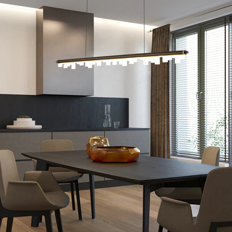 Modern minimalist black gold chandelier for interior decoration - vue 5 sur 12