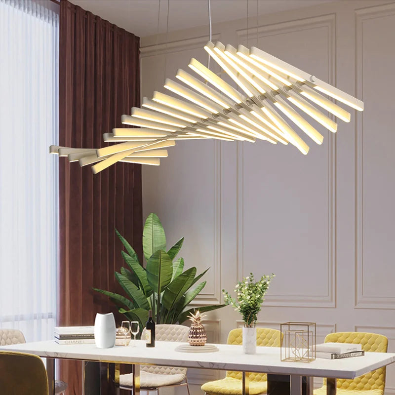 Luxury LED chandelier long strip pendant for custom lighting