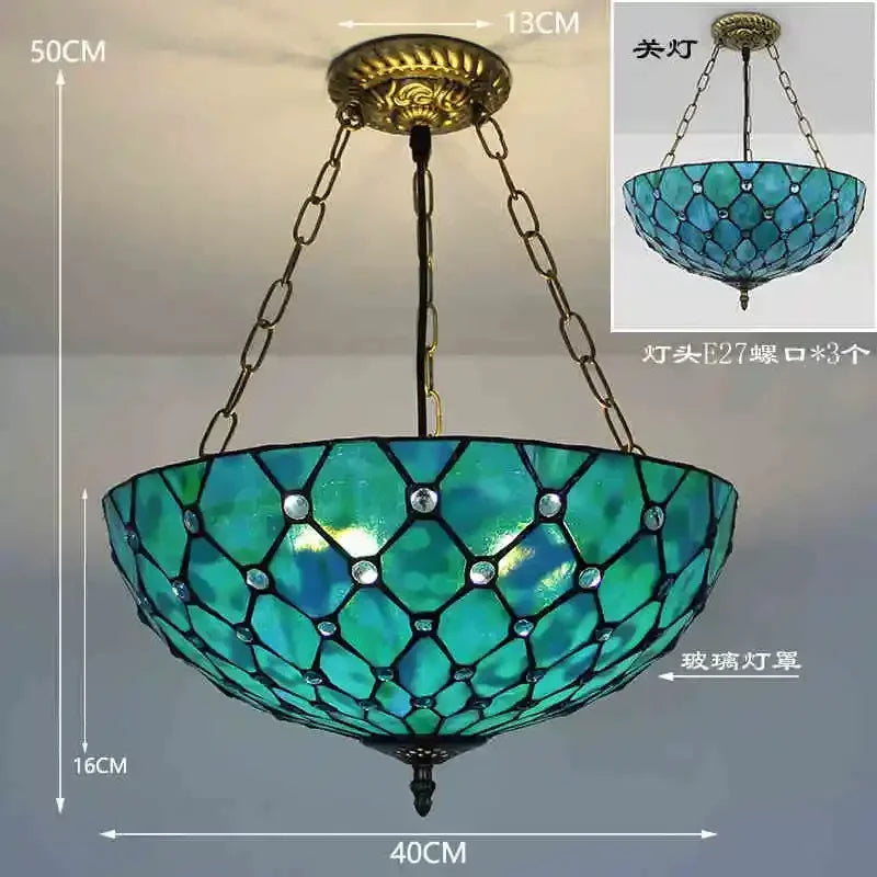 Tiffany style stained glass chandelier for interior decoration - vue 3 sur 11