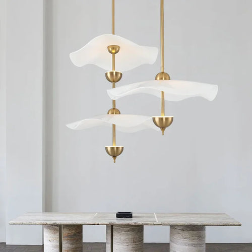 lustre moderne fleur de lotus doré idéal pour hôtel boutique - vue 6 sur 10