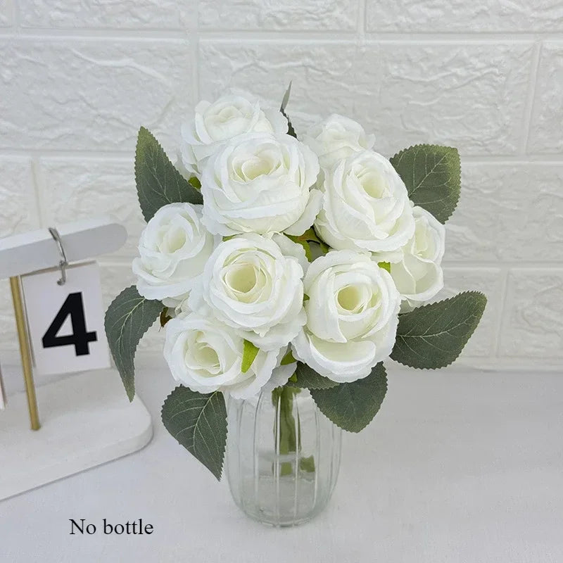 Bouquet of 10 decorative artificial silk roses for events - vue 13 sur 14