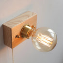 Retro solid wood wall lamp with switch cable