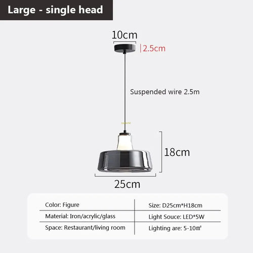 Multi-head glass pendant light for modern interiors - vue 9 sur 23