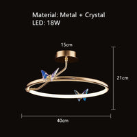 Crystal butterfly LED wall light surface mount