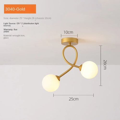Black and gold glass ceiling light for hallway, balcony, entryway, cloakroom - vue 9 sur 8