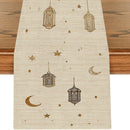 Ramadan table runner with lantern, moon and star motifs