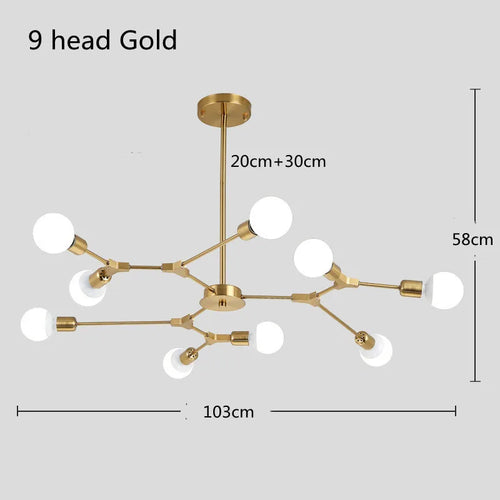 Modern Sputnik satellite chandelier with 3, 6 or 9 arms - vue 10 sur 12